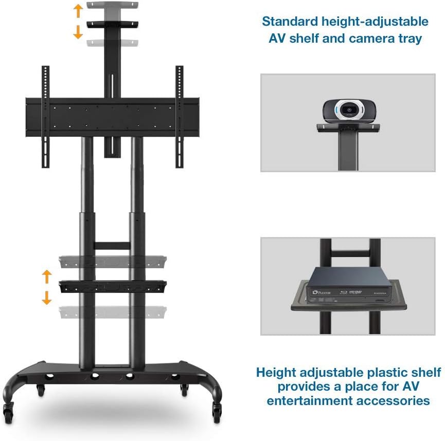 NB North Bayou Mobile TV Cart Rooling TV Stand with Wheels AVA1800-70-1P (Black) for 55" to 86"