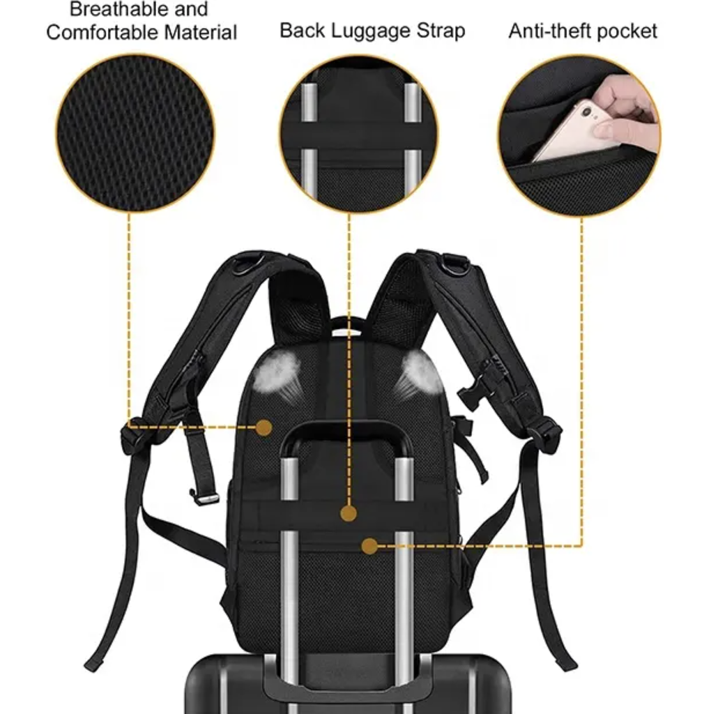 Camera Bag Backpack 15-16 Inch Waterproof Hard Shell Case with Tripod Holder&Laptop Compartment