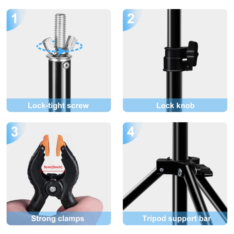 Puluz PU3110B 2 x 3m Photo Studio Background Support Stand Backdrop Crossbar Bracket(Black)