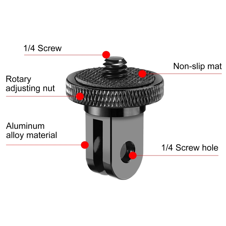 Puluz PU705B PULUZ 1/4 inch Screw Metal Tripod Mount Action Camera Adapter (Black)