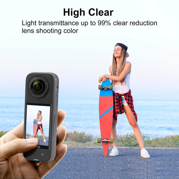 puluz PU976T For Insta360 X4 PULUZ 9H 2.5D Curved HD Screen Tempered Glass Film (Transparent)