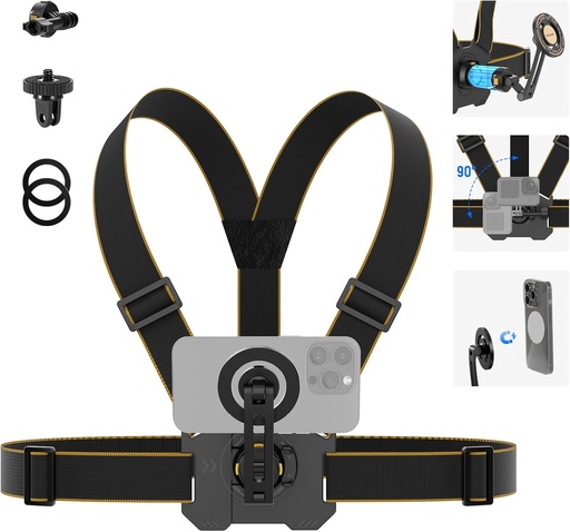 NEEWER CHEST MOUNT HARNESS STRAP WITH MAGNETIC PHONE HOLDER ACTION CAMERA ADPTER 10104182