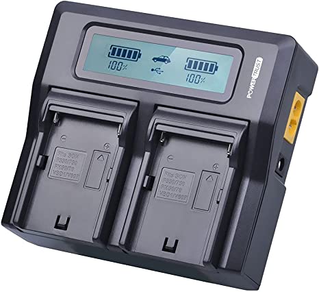 PowerTrust NP-F970 LCD Dual Fast Charger for Sony NP-F960 / NP-F970 / NP-F550 / NP-F750 and More